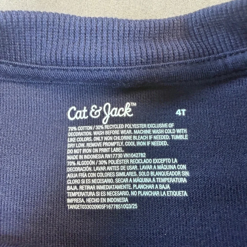 Cat & Jack Toddler Boys 2pc Cargo Sweatshirt and Jogger Set Navy Blue 4T NEW